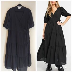 ASOS Curve wrap front tiered smock maxi dress